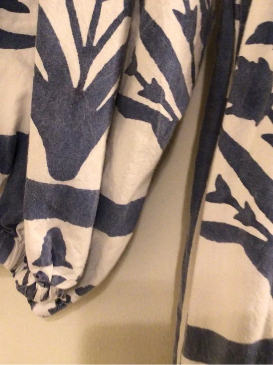 SZ Block Prints /Orti Blue and White Cotton Floral Midi Dress - Sz L - Picture 9 of 12